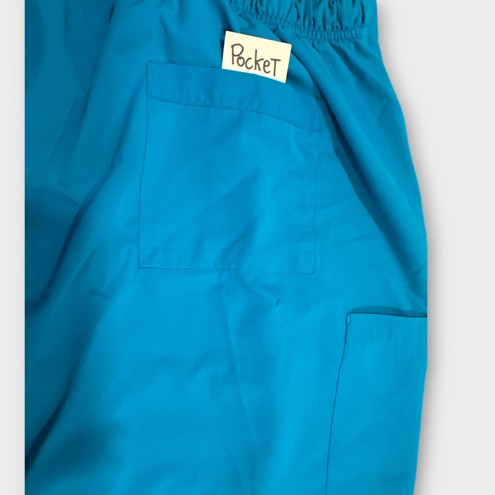 Wonder Wink Spread Good Cheer‎ Womens 3X Blue Scrub Pants Drawstring Style #5025 - Picture 6 of 8